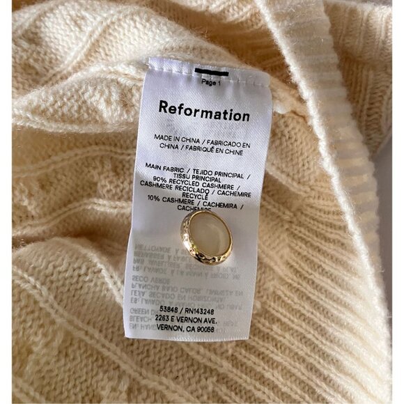 Reformation Claire Cashmere Cardigan Sugar Size XS - Picture 8 of 8